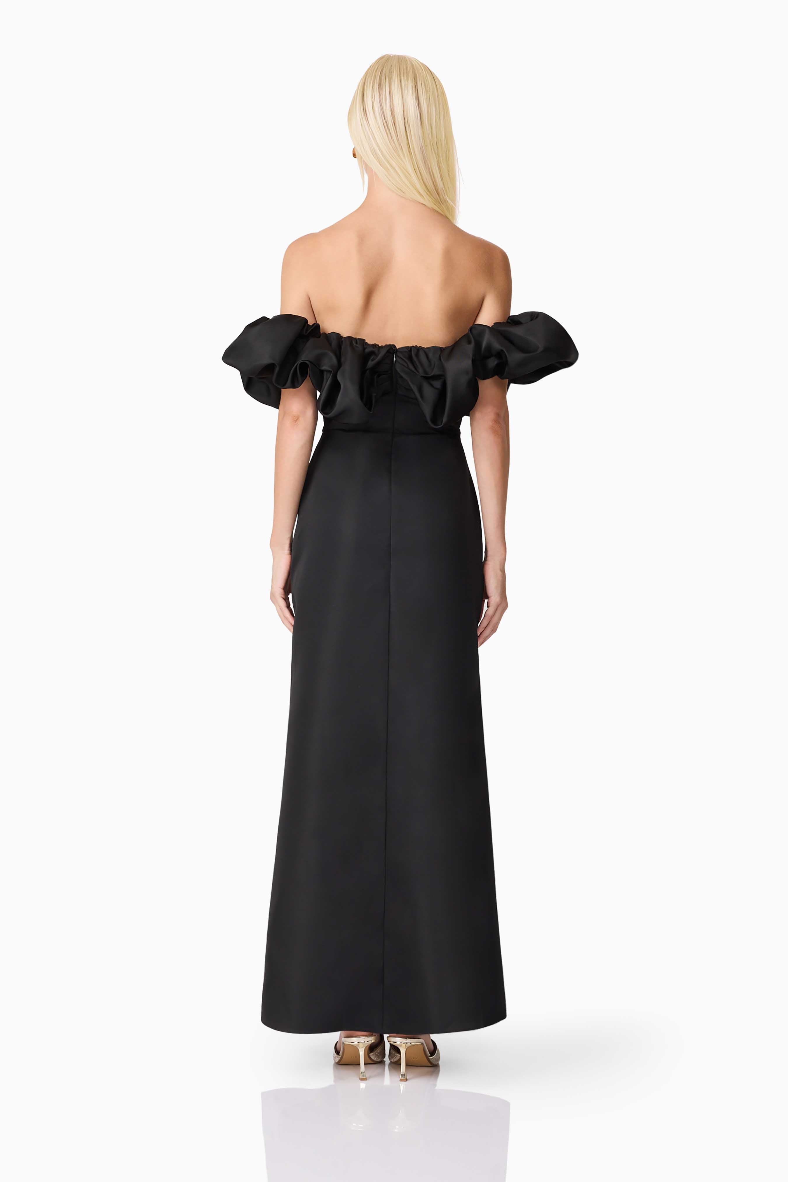 Sharon Off The Shoulder Midi Dress in Black