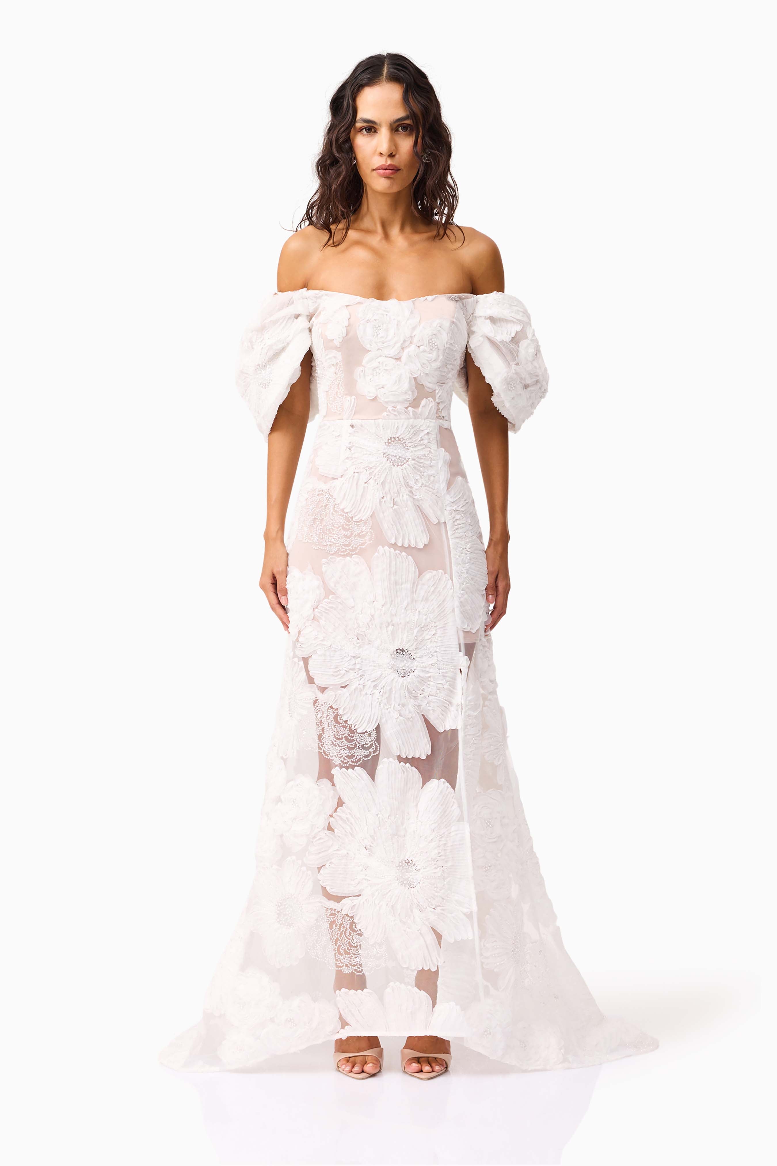 Roxana Off The Shoulder Gown in White