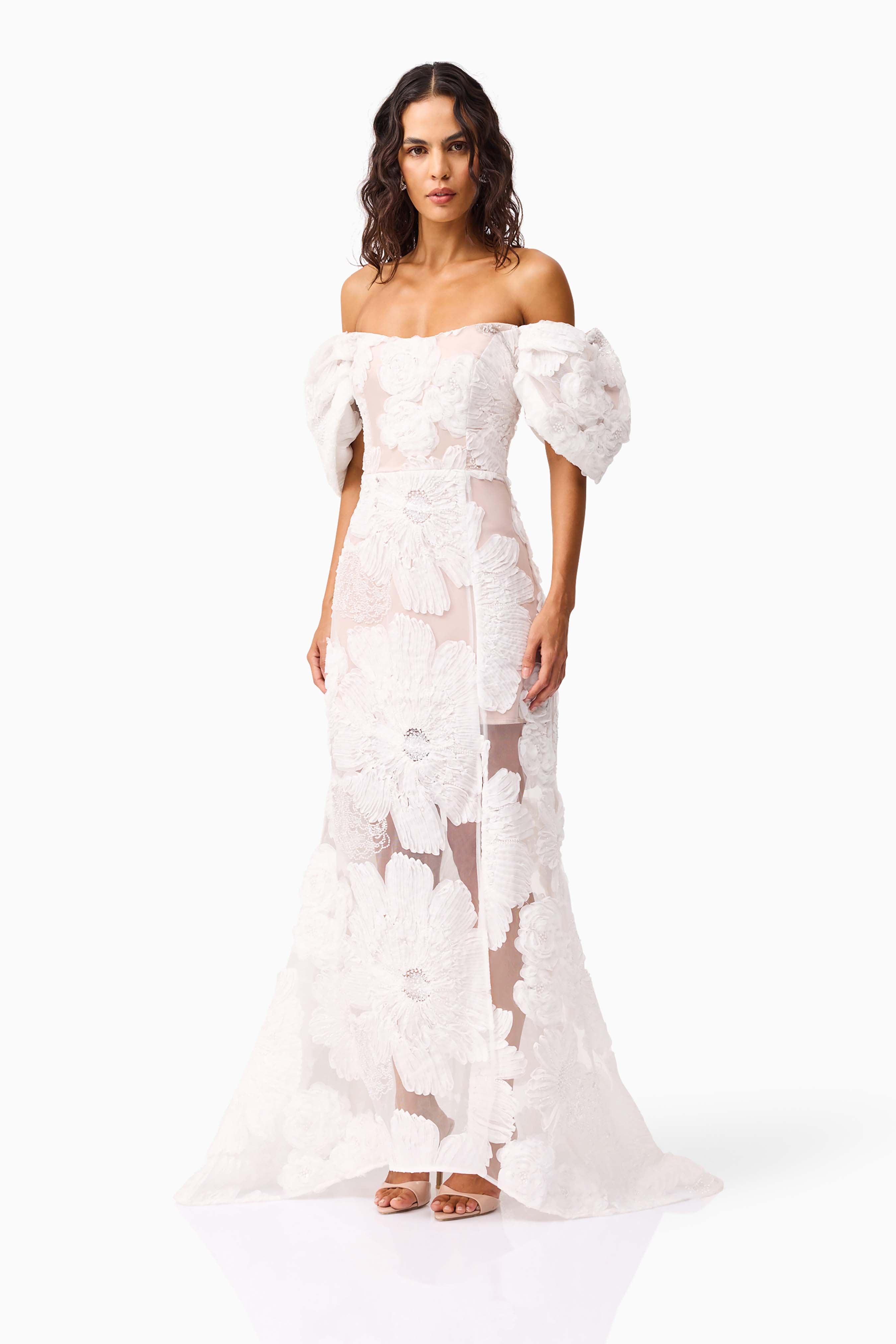 Roxana Off The Shoulder Gown in White