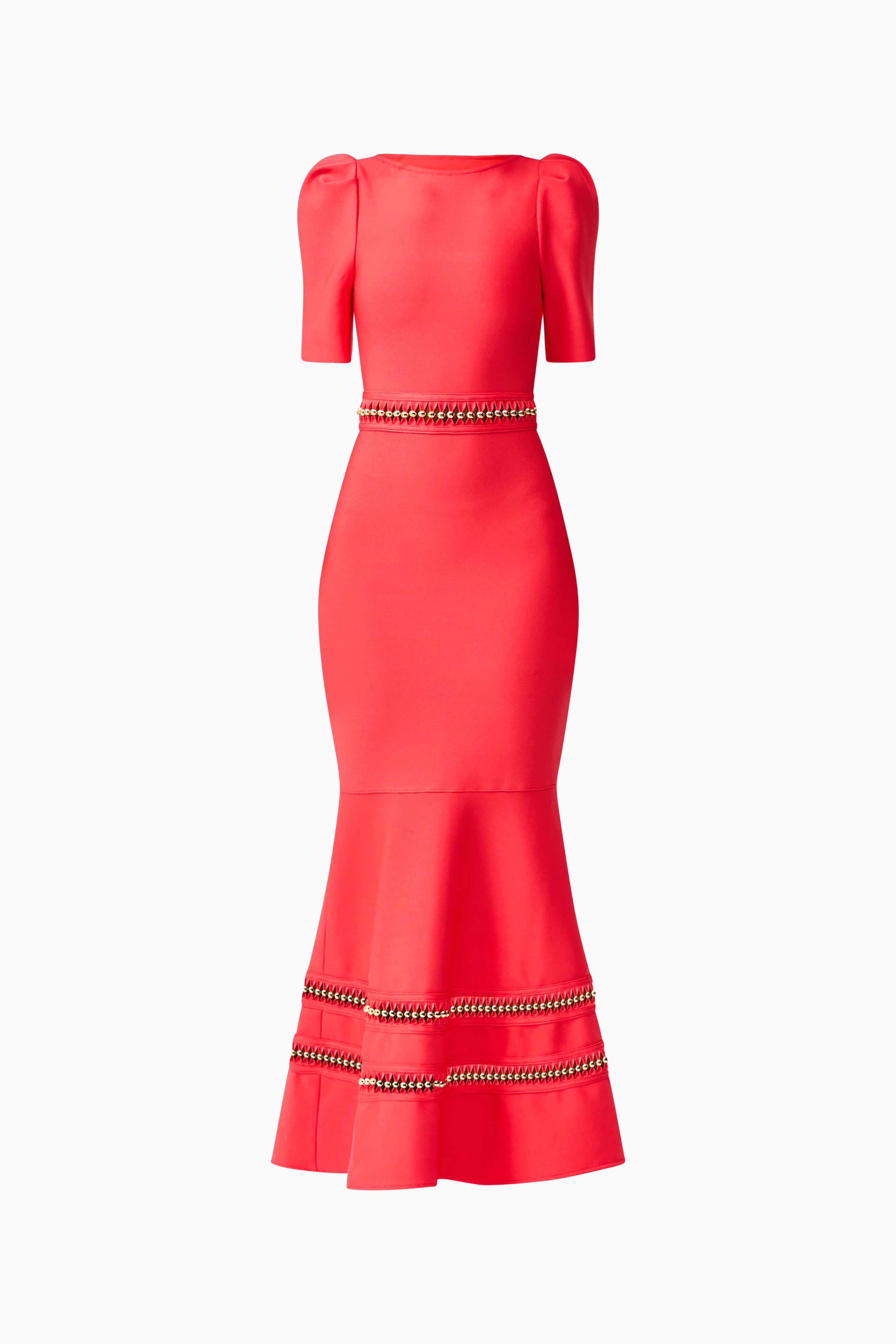 Jesselle Short Sleeve Gown in Red