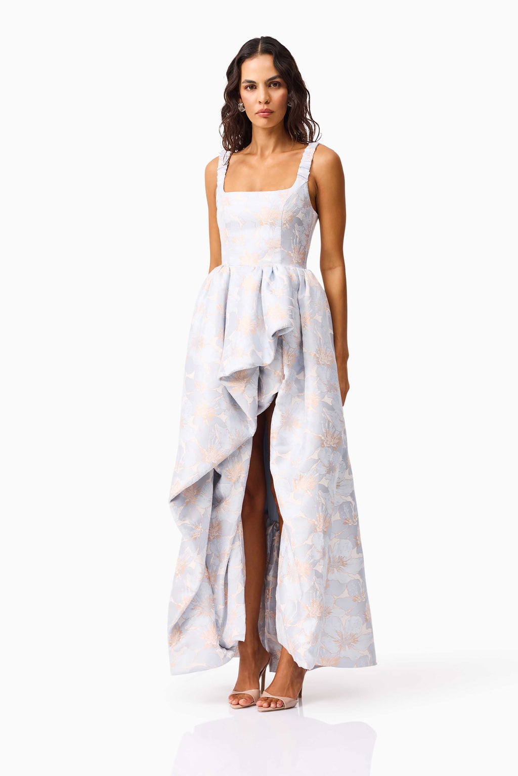 Fiorella Jacquard Gown in Blue