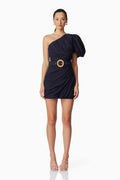 Kara Asymmetrical Mini Dress in Navy