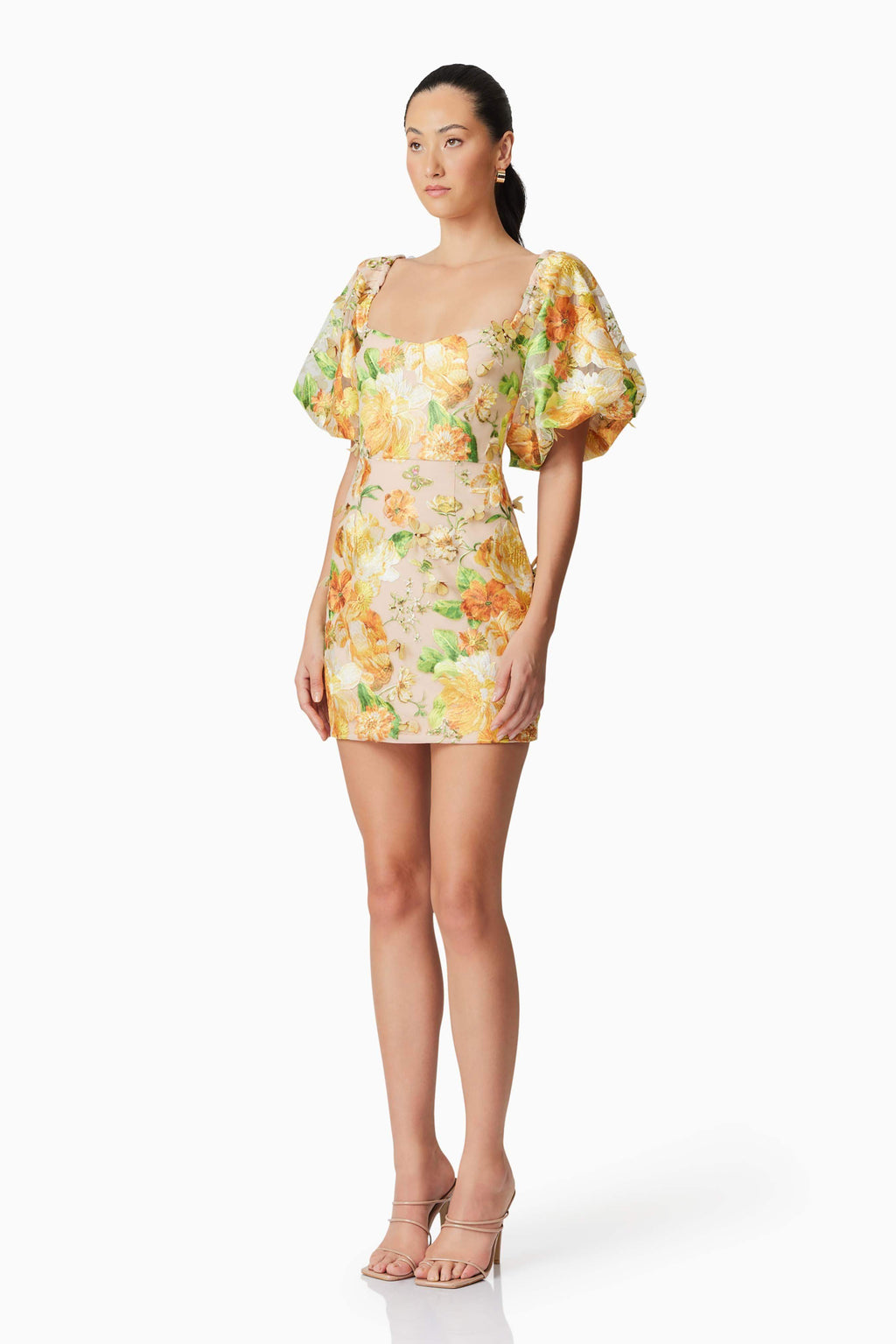 Aella Puff Sleeve Mini Dress in Yellow