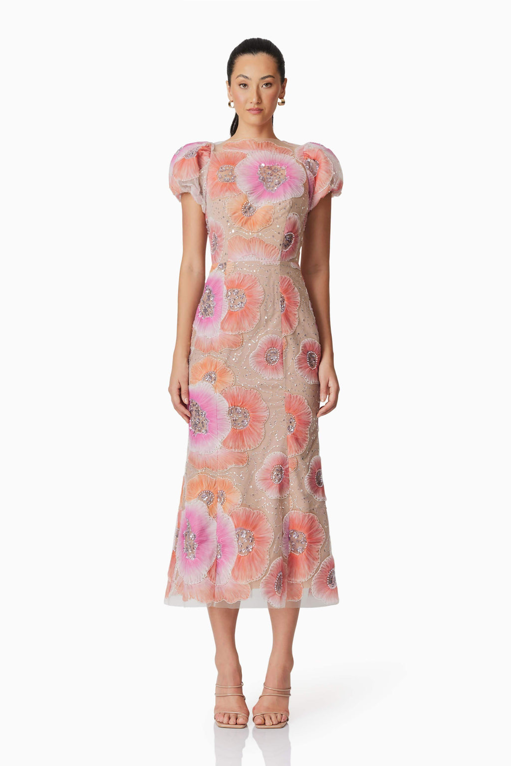 Brittany Floral Midi Dress in Pink