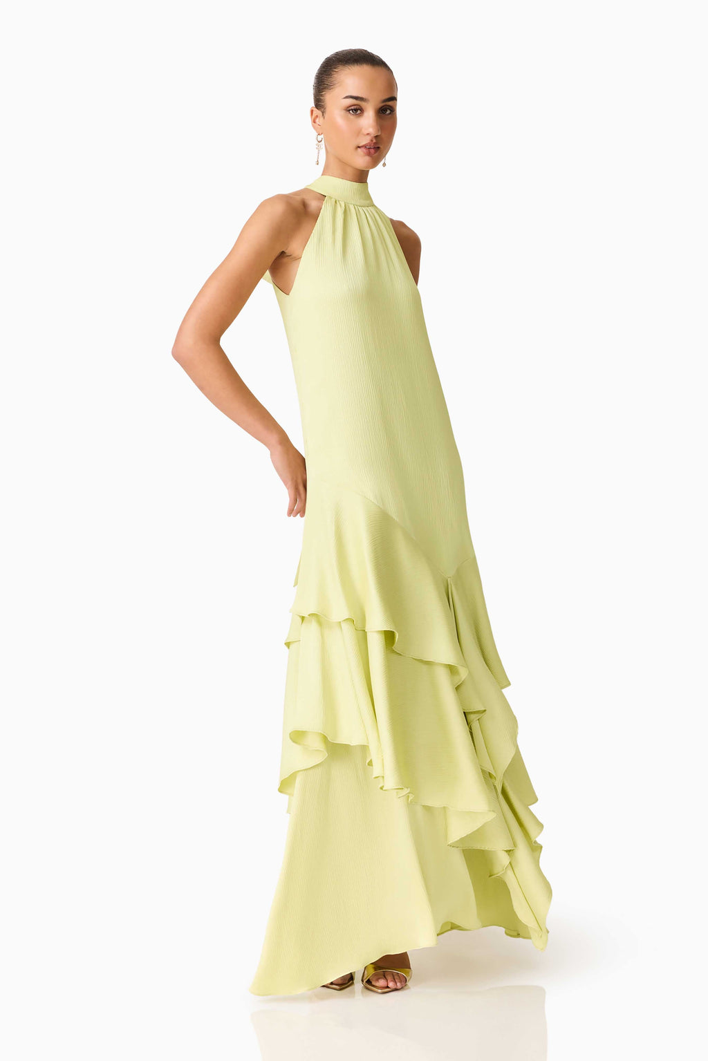 Varella Halter Gown in Pistachio Green