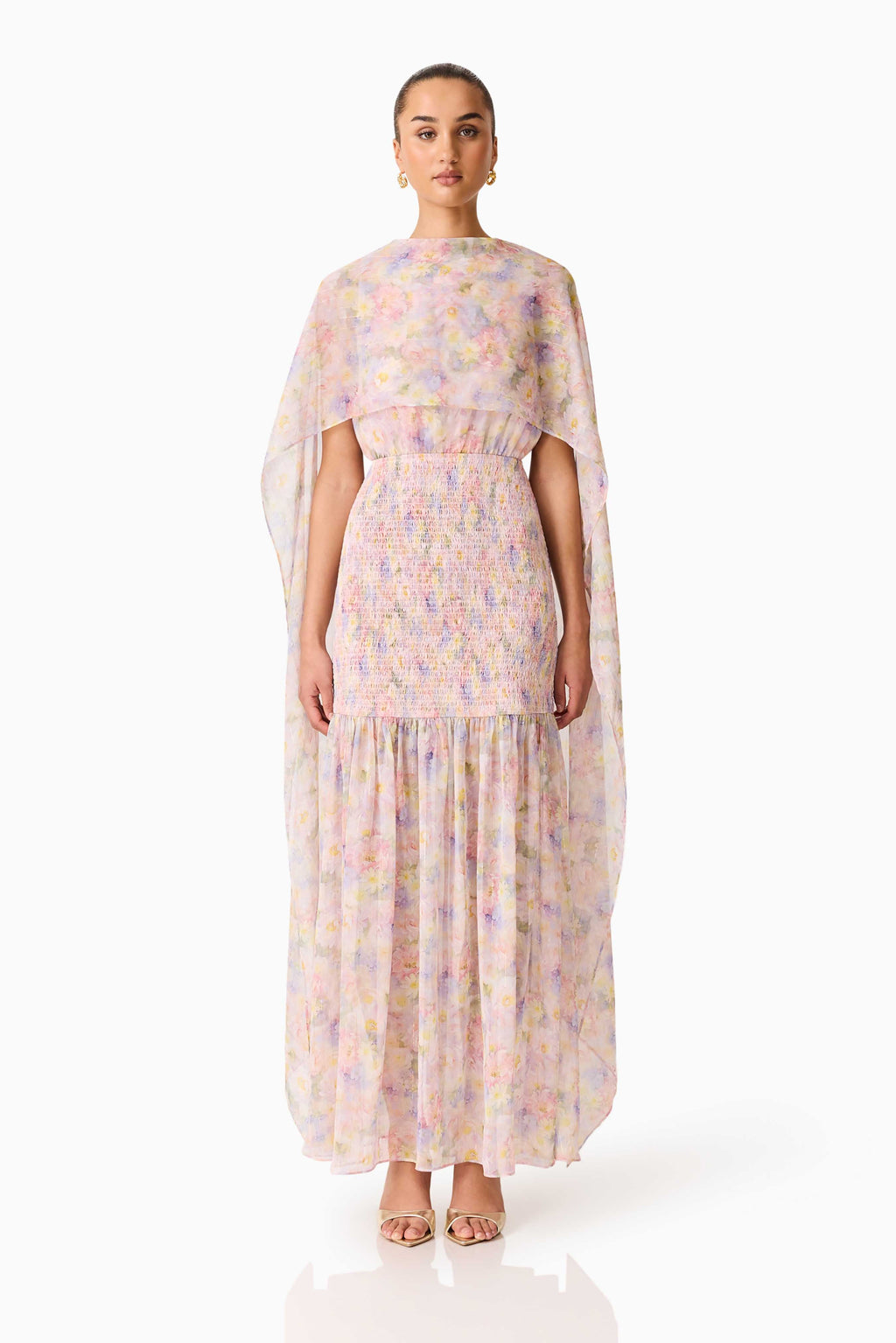 Alinda Cape Gown in Pink Floral
