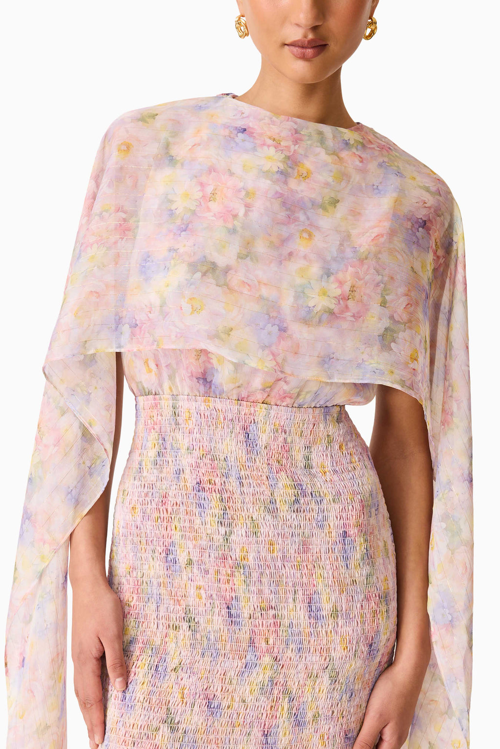 Alinda Cape Gown in Pink Floral