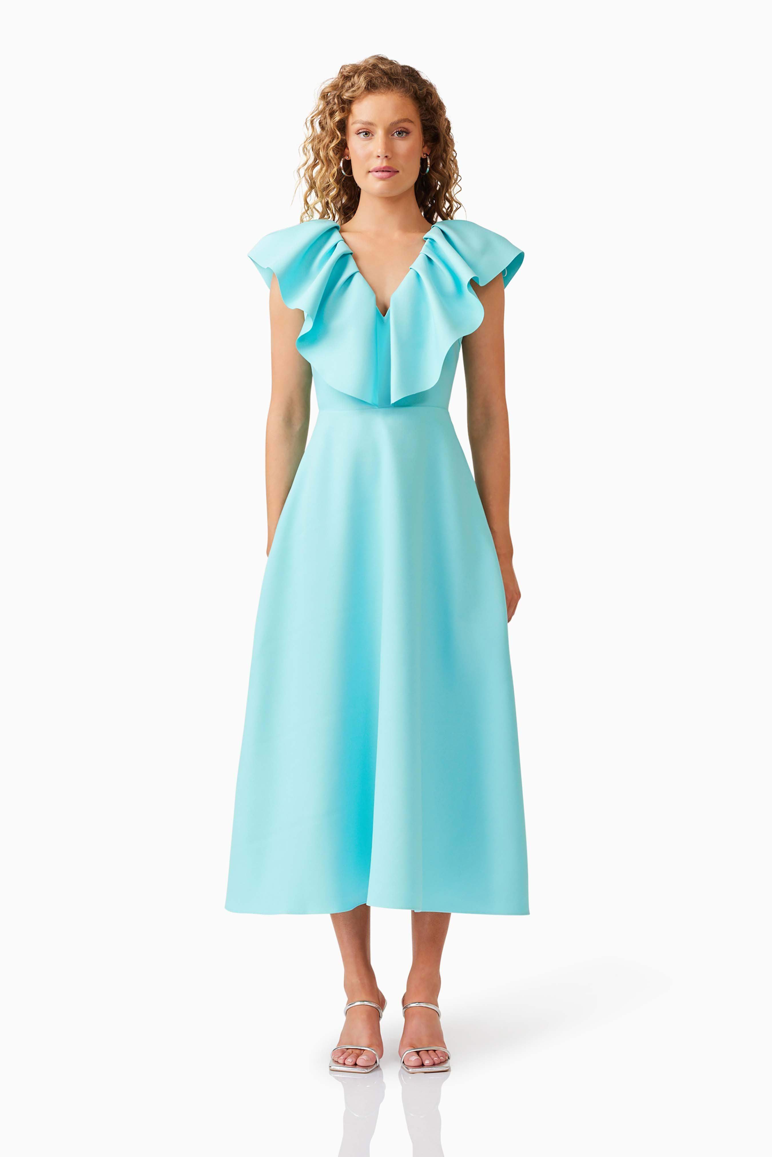 Gabi Midi Dress in Blue
