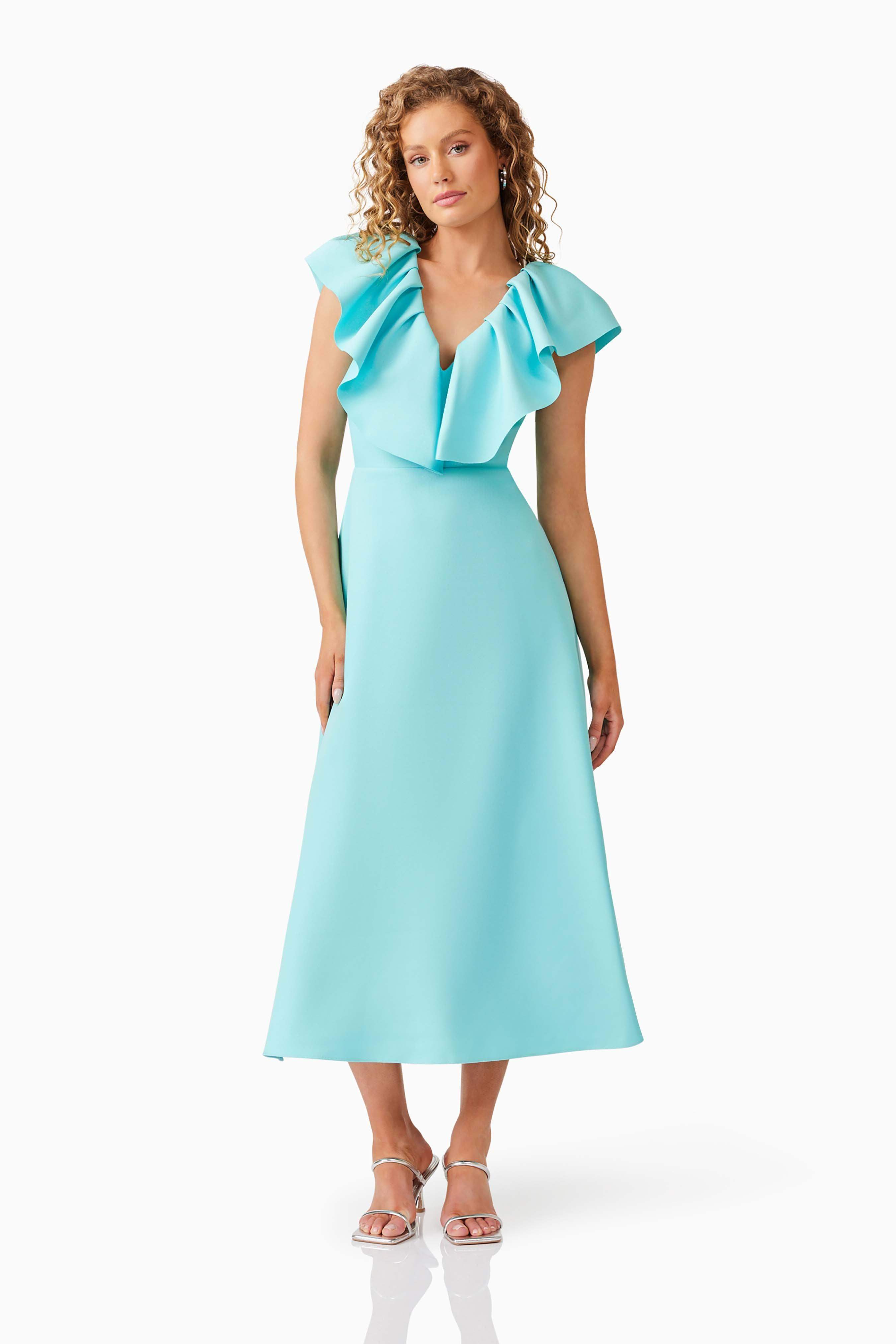 Gabi Midi Dress in Blue