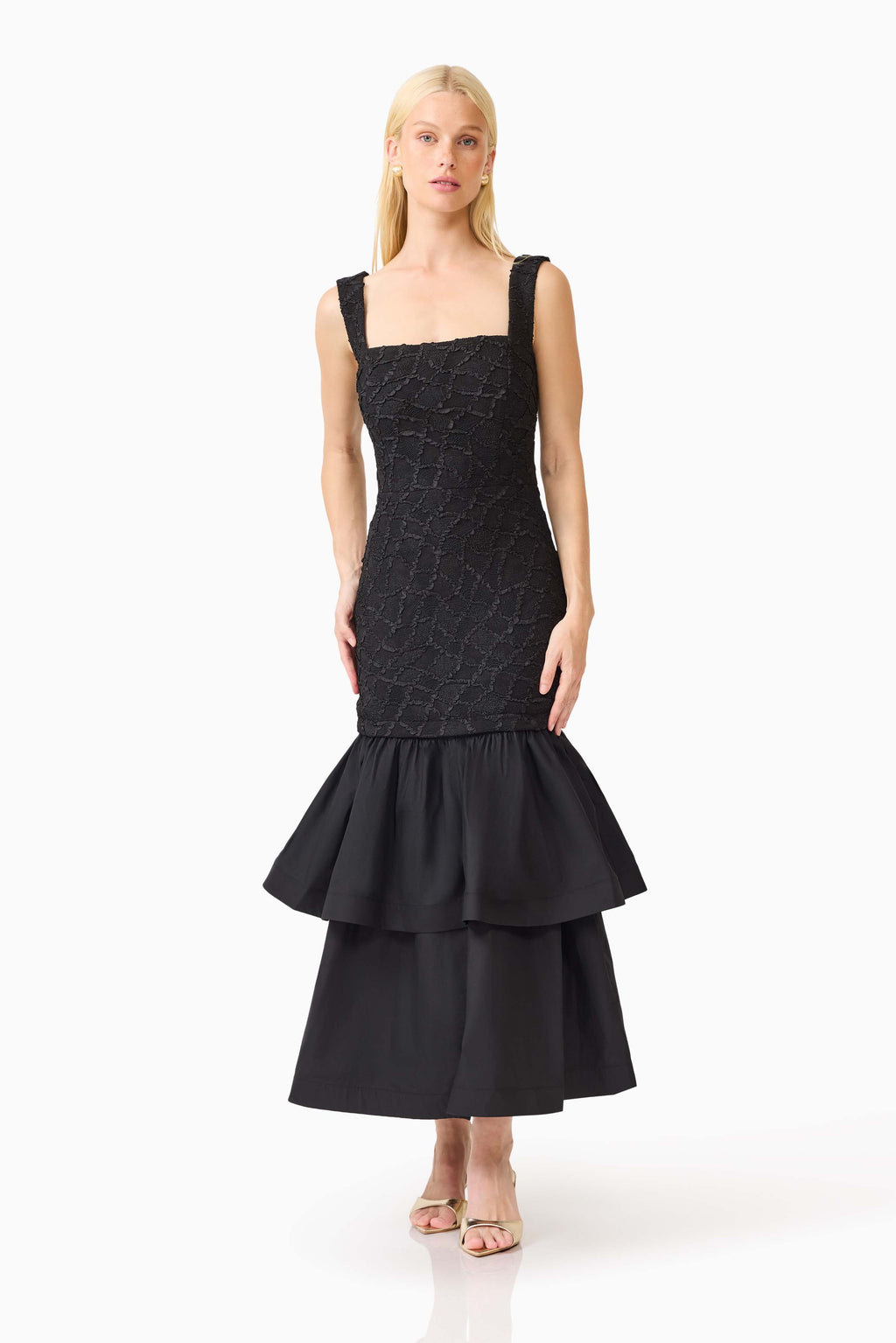 Alexandra Tiered Gown in Black