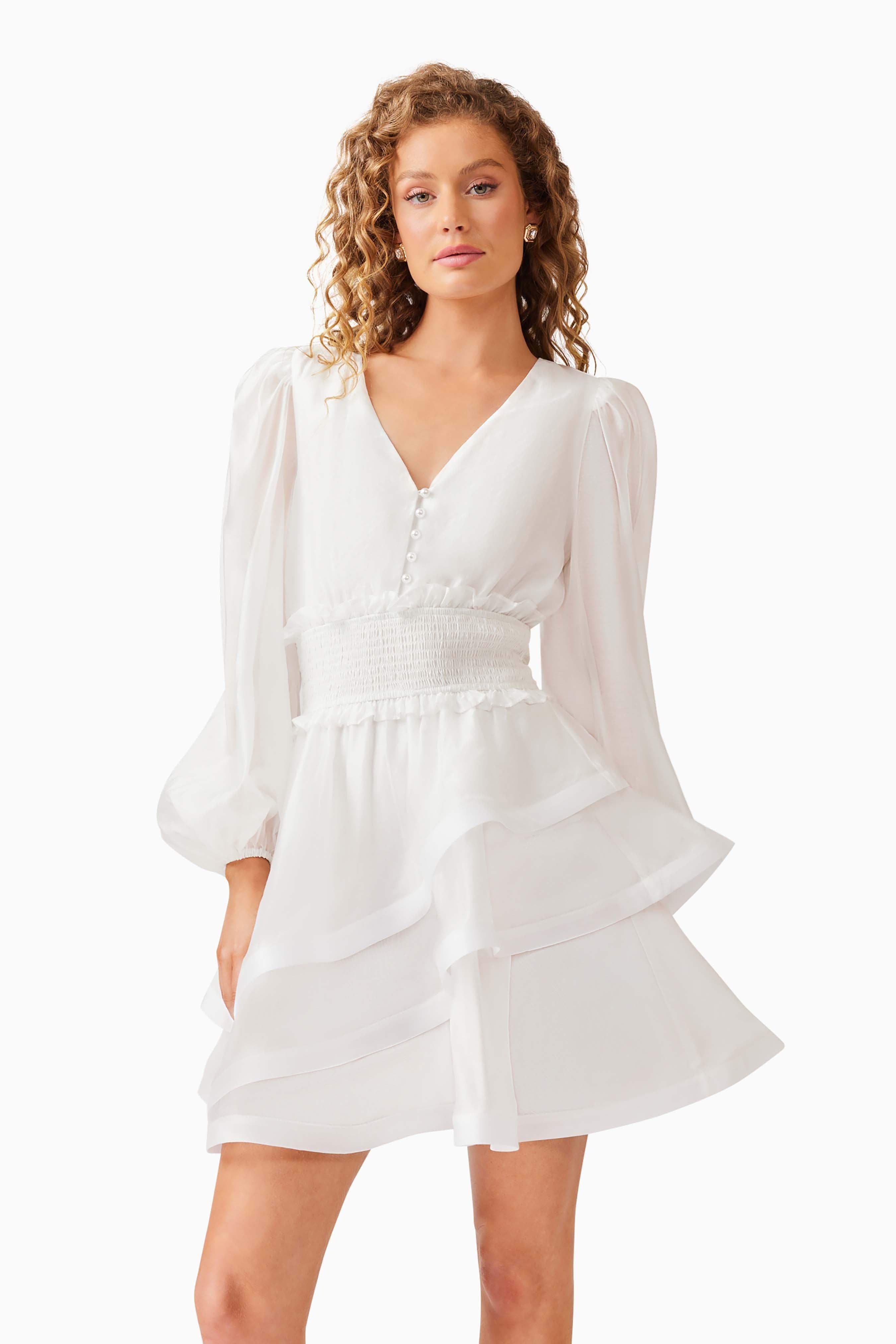 Kalani Long Sleeve Mini Dress White