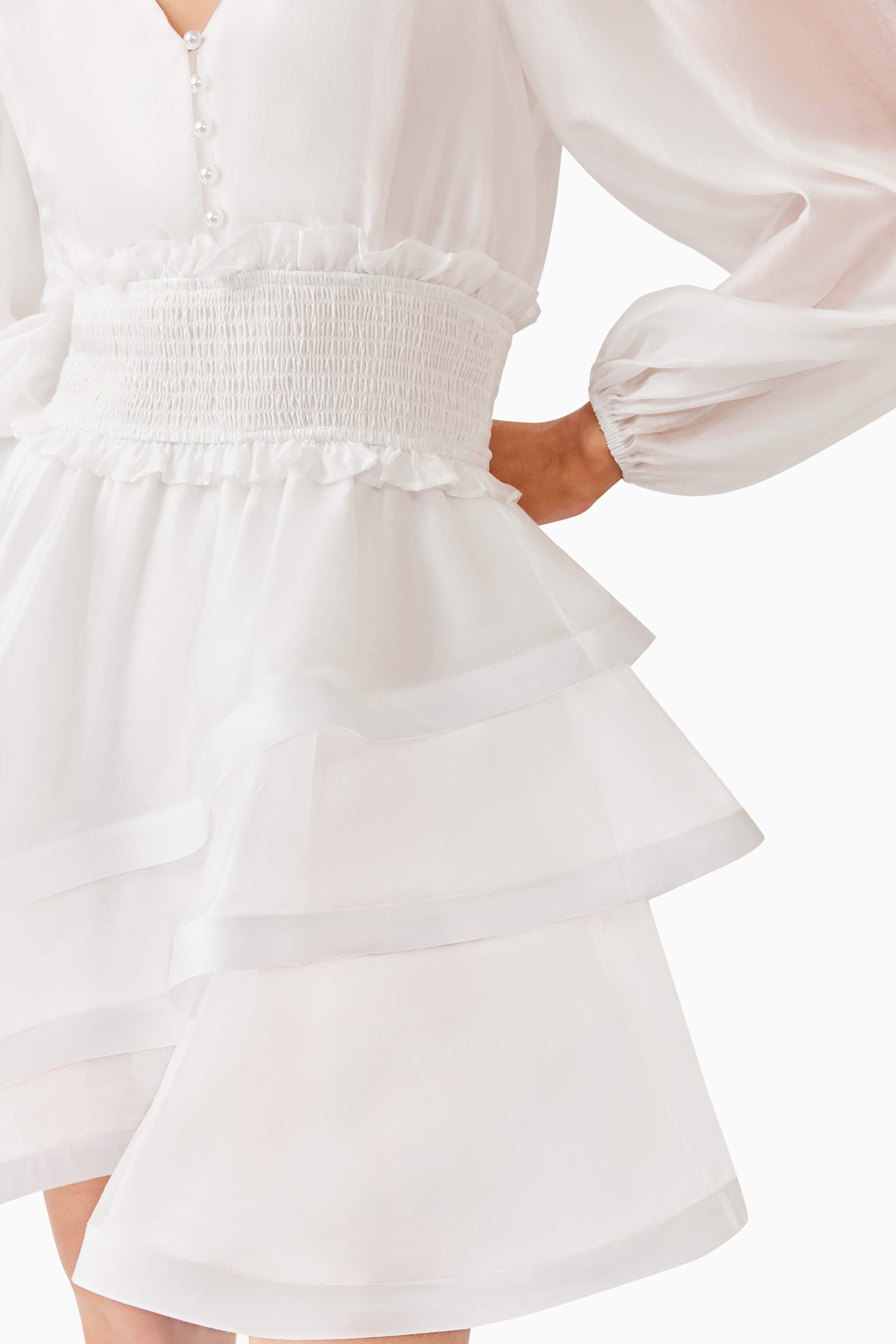 Kalani Long Sleeve Mini Dress White