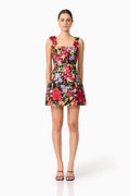 Talia Mini Dress in Black Floral