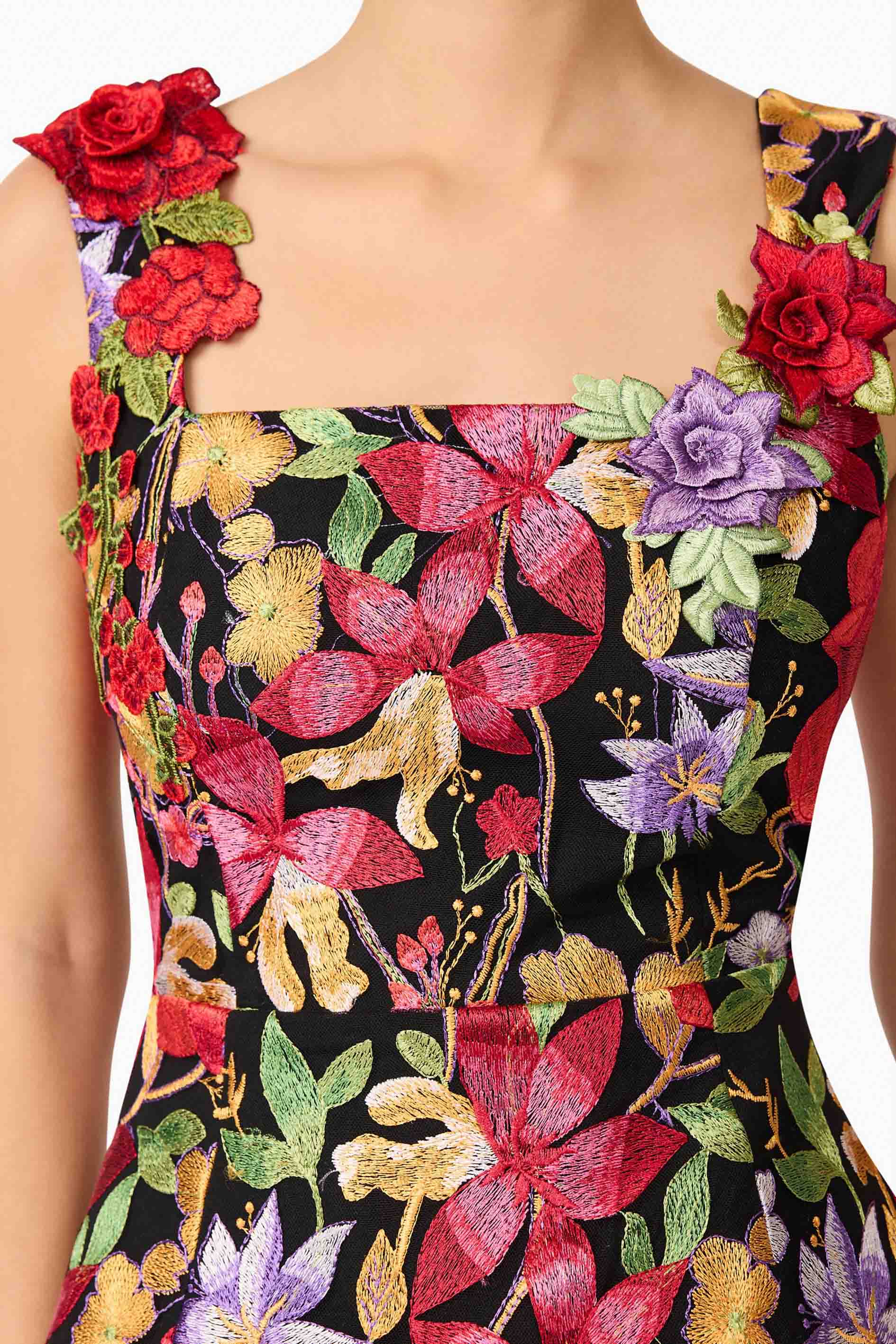 Talia Mini Dress in Black Floral