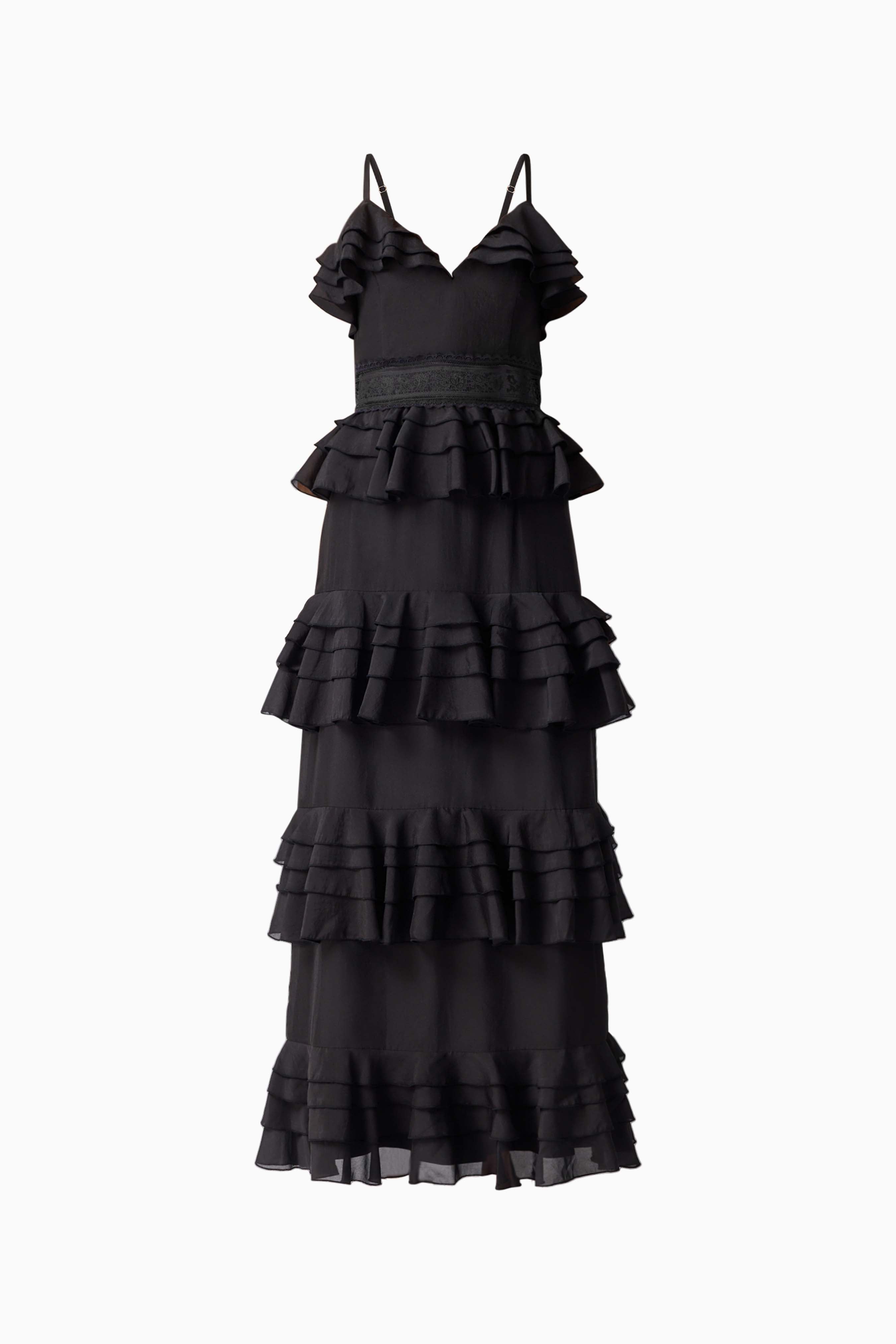 Lucinda Tiered Gown in Black