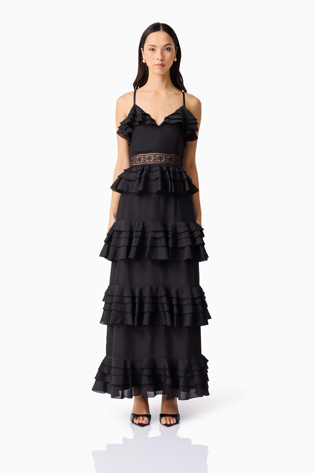 Lucinda Tiered Gown in Black