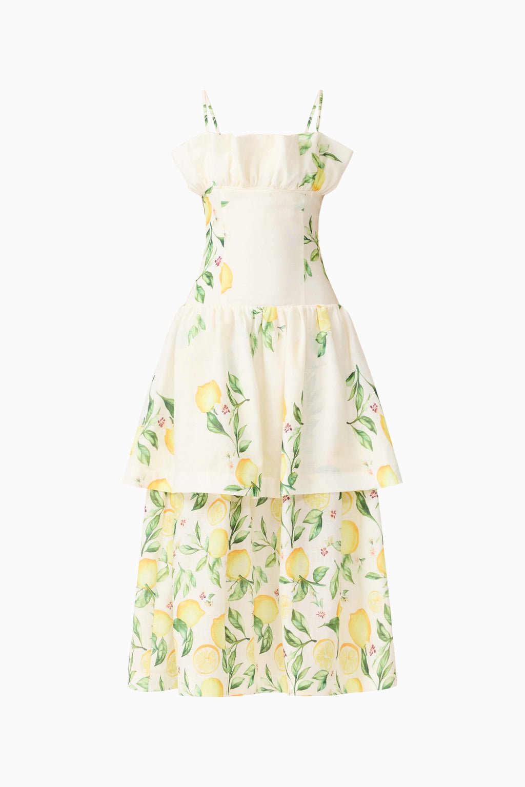 Hana Tiered Maxi Dress in Lemon Print