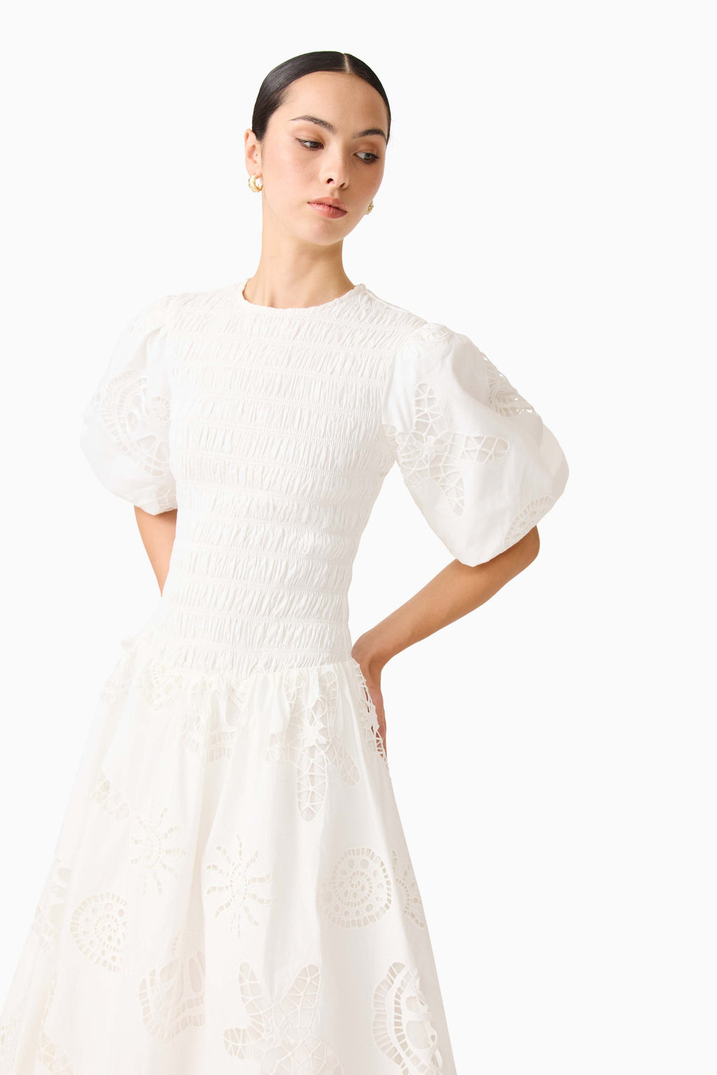 Celine Puff Sleeve Maxi Dress in White