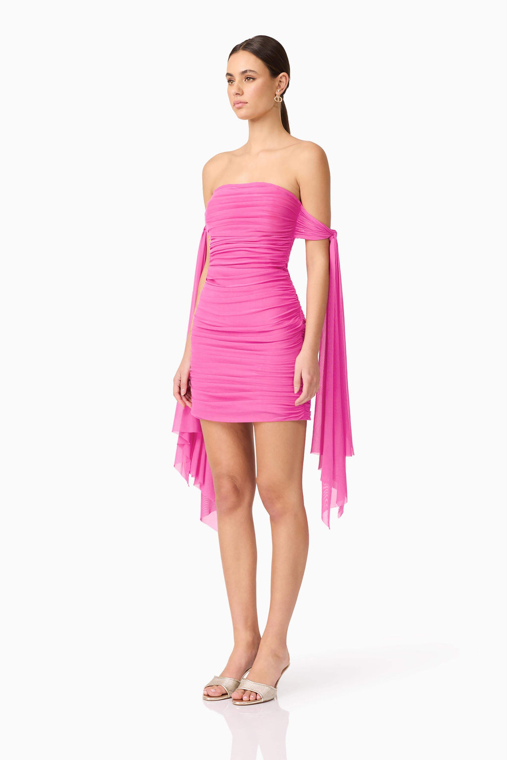 Celina Off The Shoulder Mini Dress in Pink