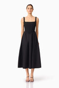 Ingrid Corset Midi Dress in Black