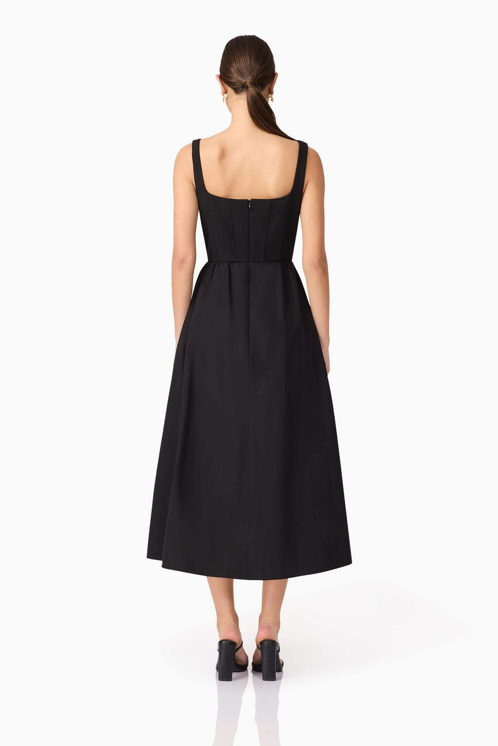 Ingrid Corset Midi Dress in Black