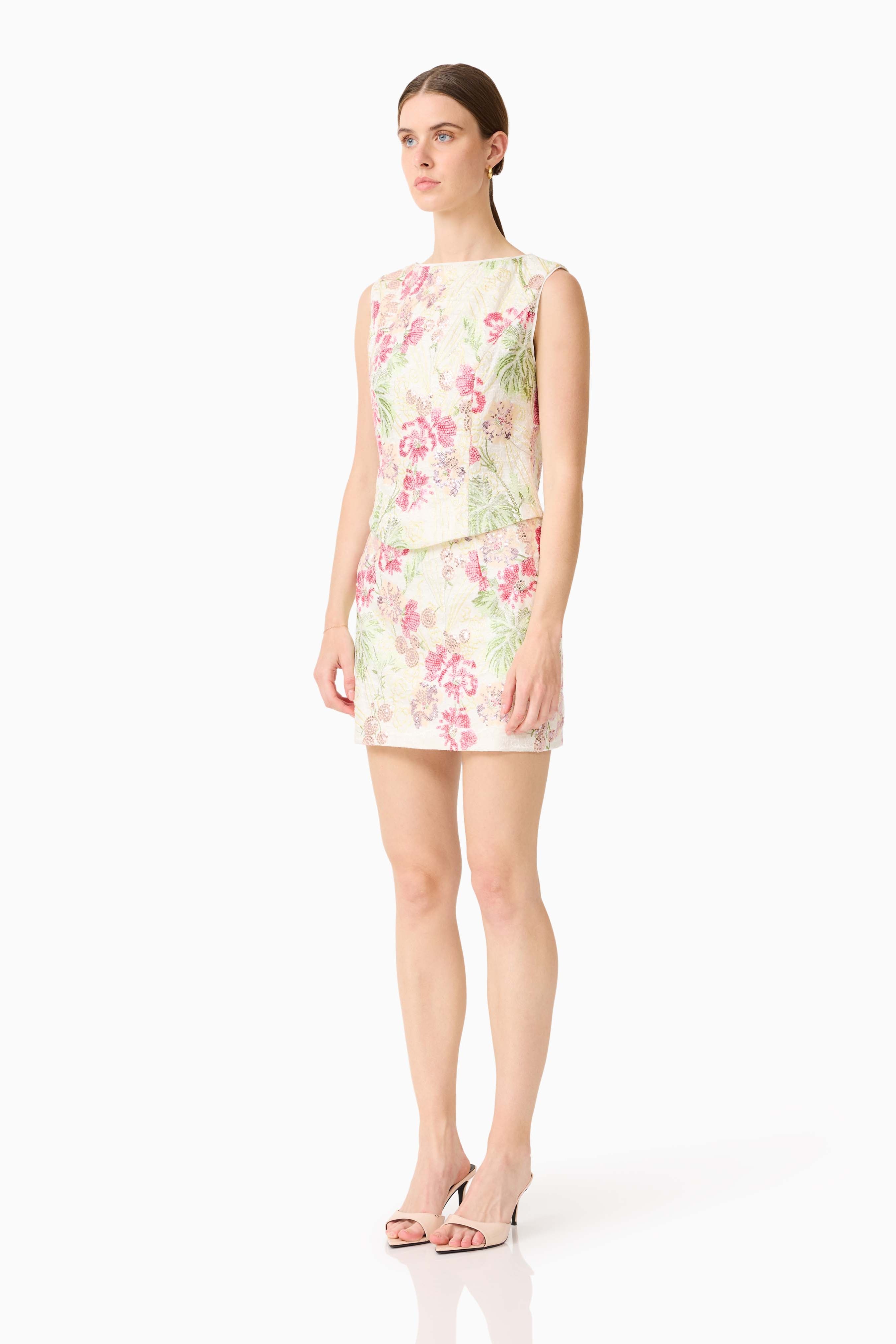 Greta Embroidered Set in Cream & Pink Floral