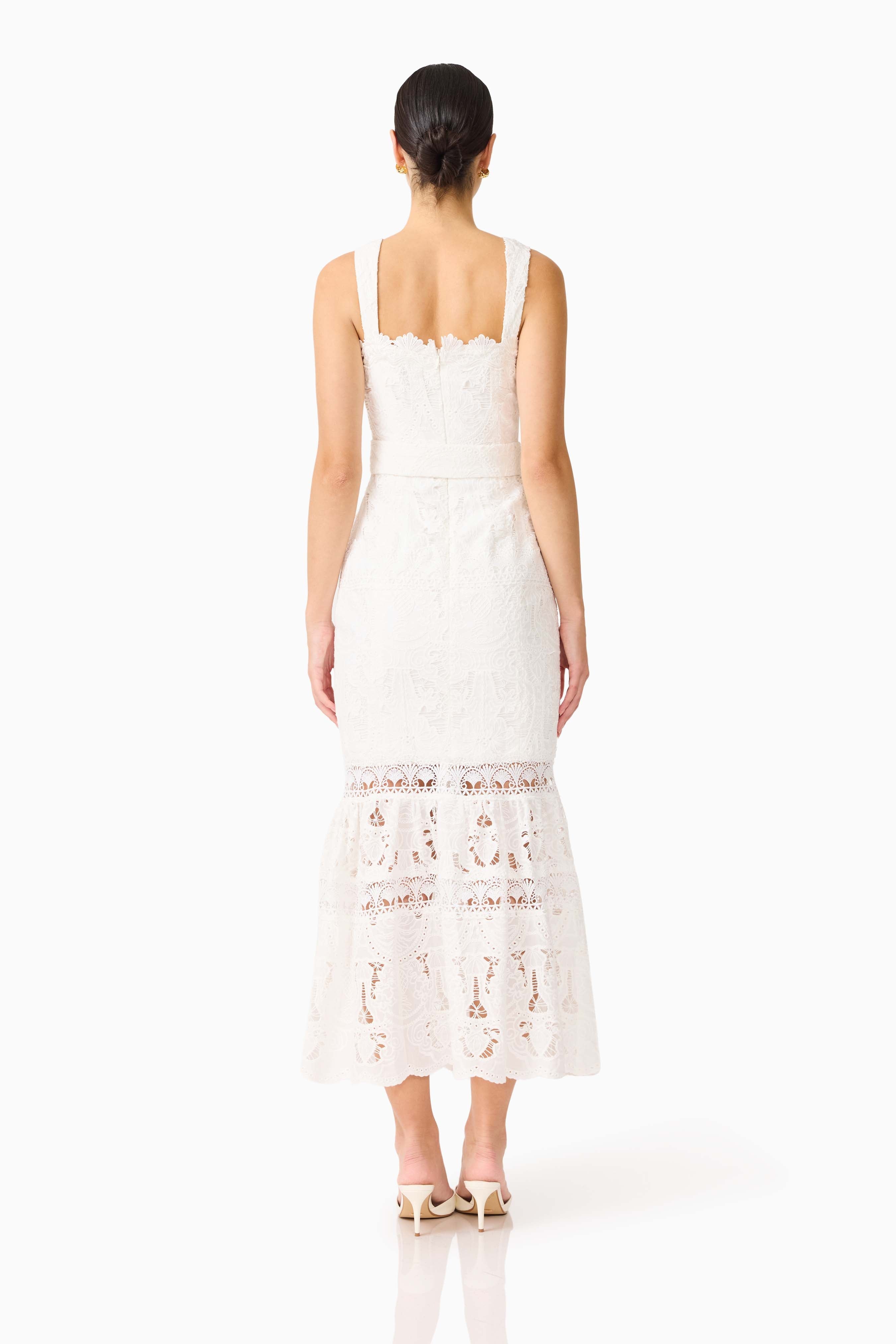 Giovanna Fit & Flare Maxi Dress in White