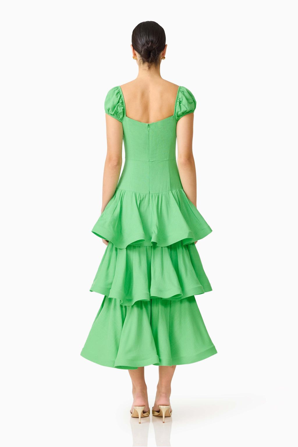 Emilie Tiered Maxi Dress in Kelly Green
