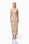 Helena Strapless Midi Dress In Floral