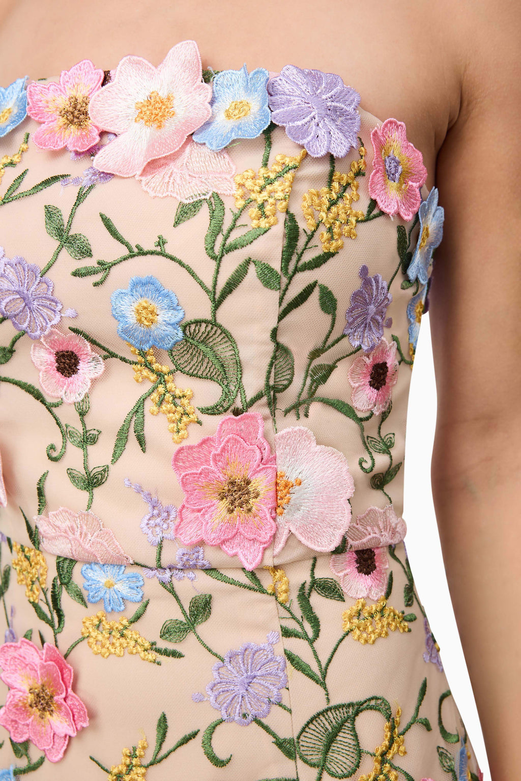 Helena Strapless Midi Dress In Floral