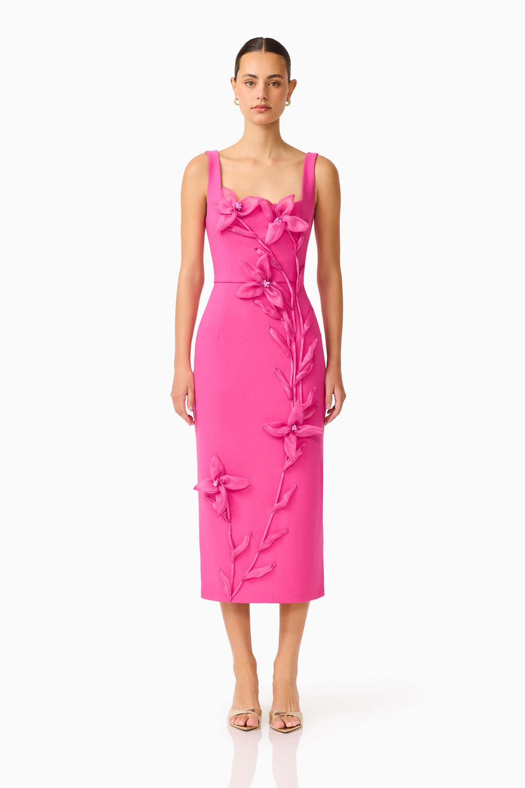 Ilaria Floral Midi Dress in Pink
