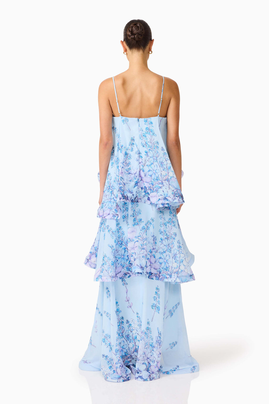 Armani Tiered Maxi Dress in Baby Blue Floral
