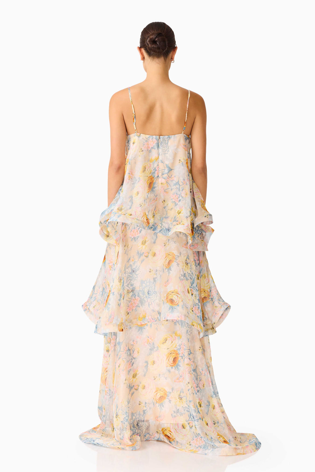 Armani Tiered Maxi Dress in Yellow Floral