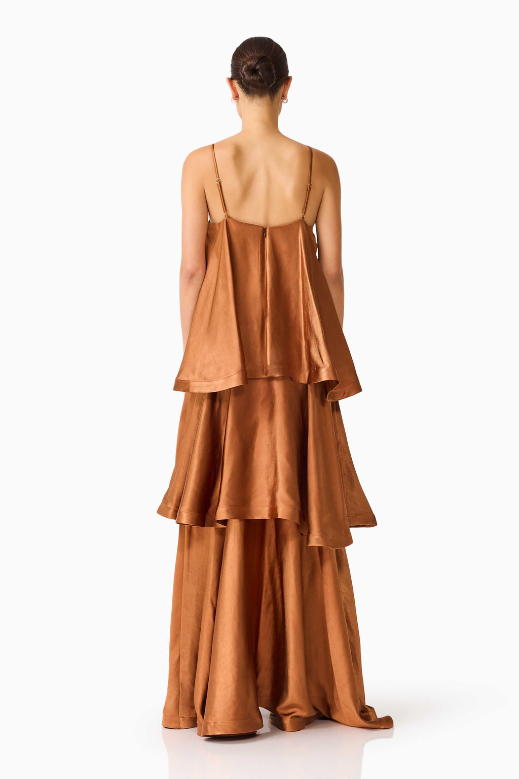 Tilly Tiered Maxi Dress in Toffee Brown