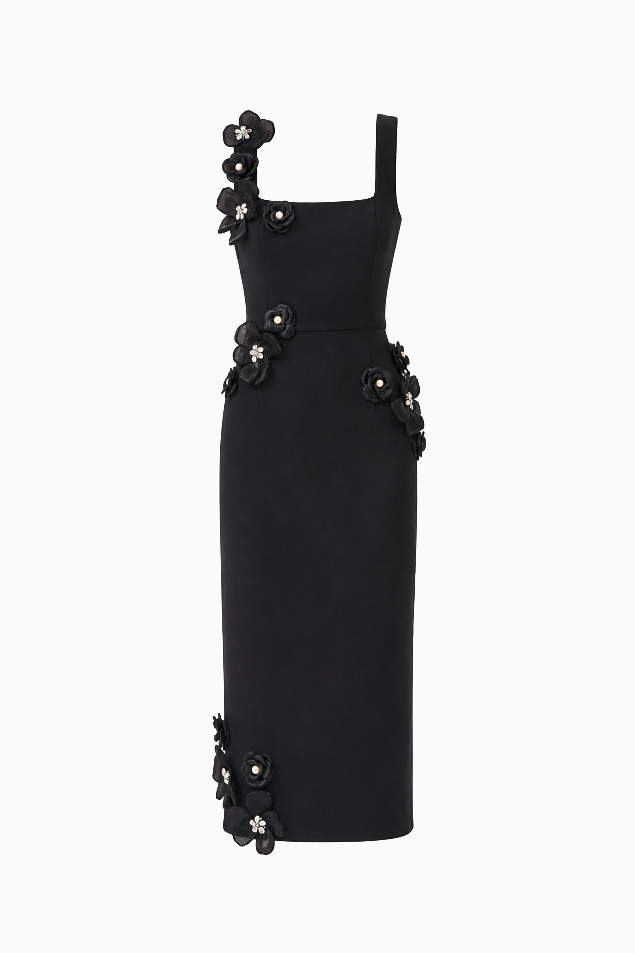 Chantelle 3D Midi Dress in Black