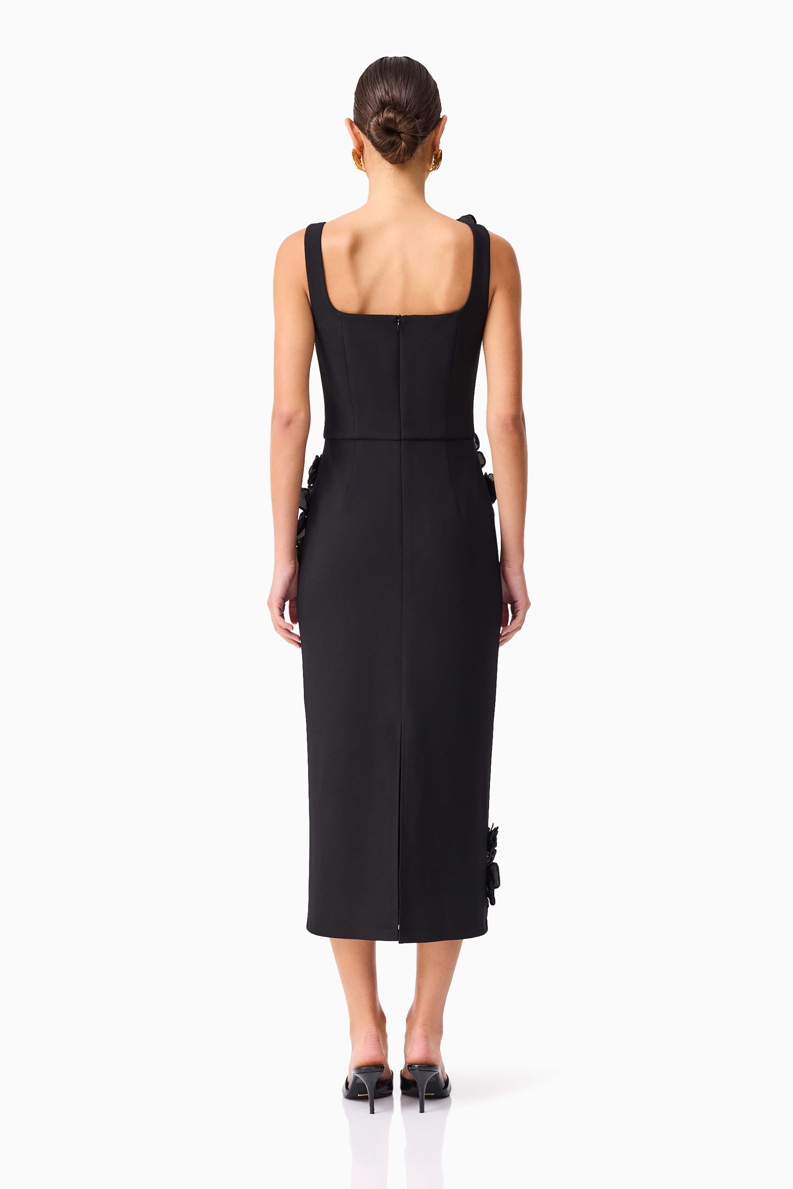 Chantelle 3D Midi Dress in Black