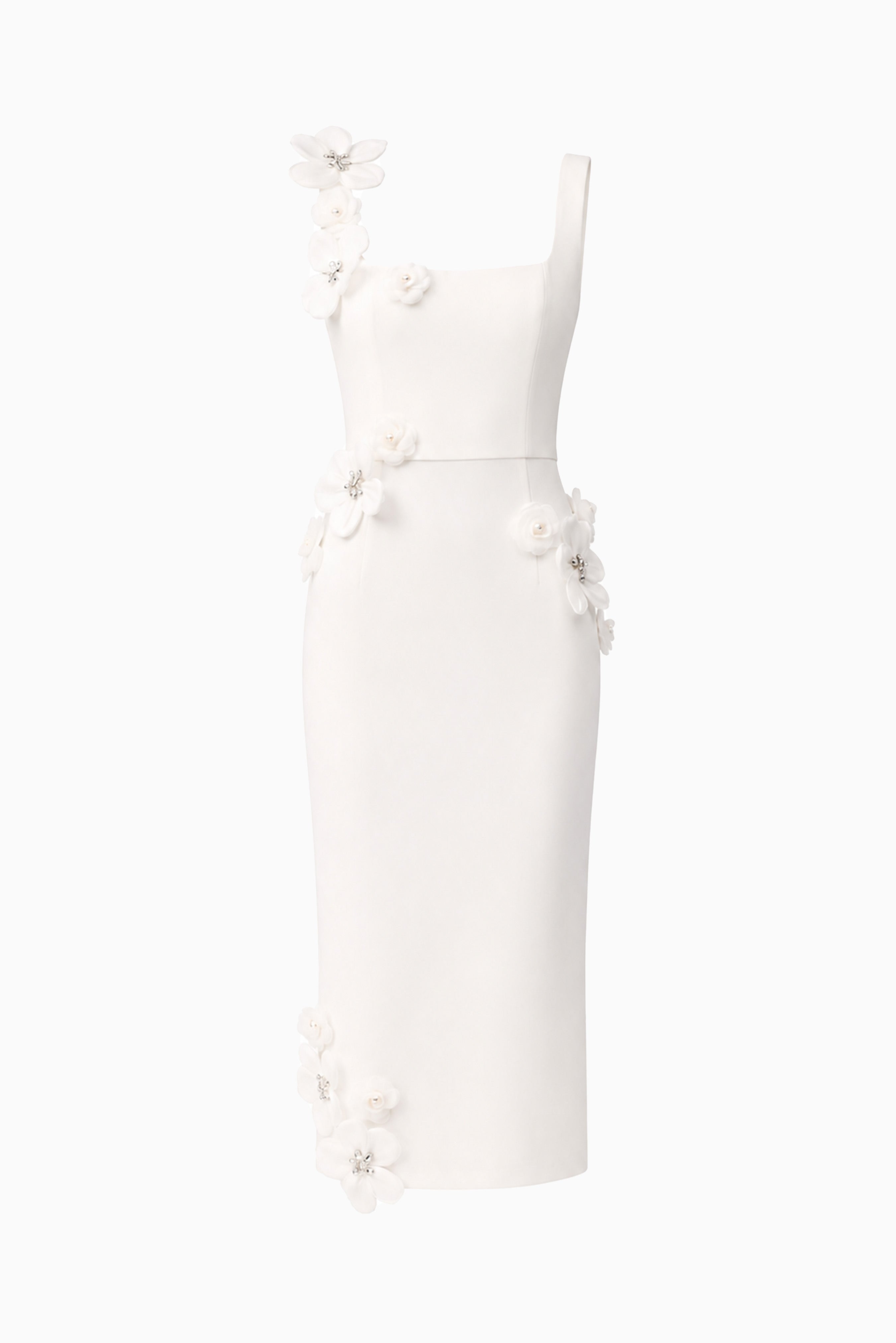 Chantelle 3D Midi Dress in White