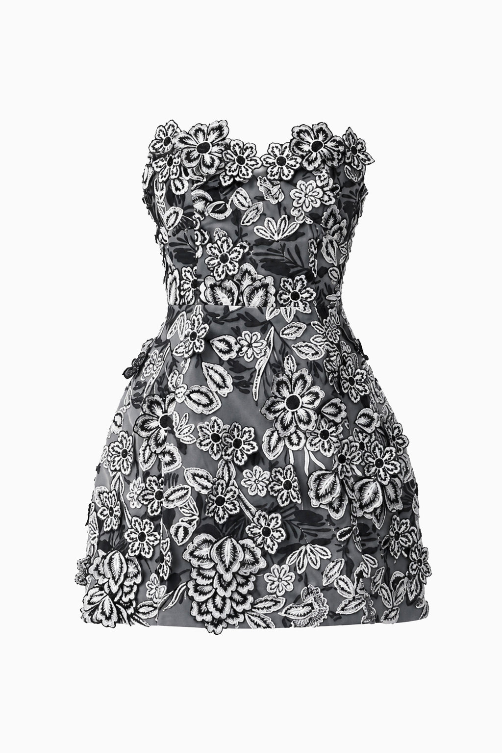 Roseate Floral Mini Dress in Black
