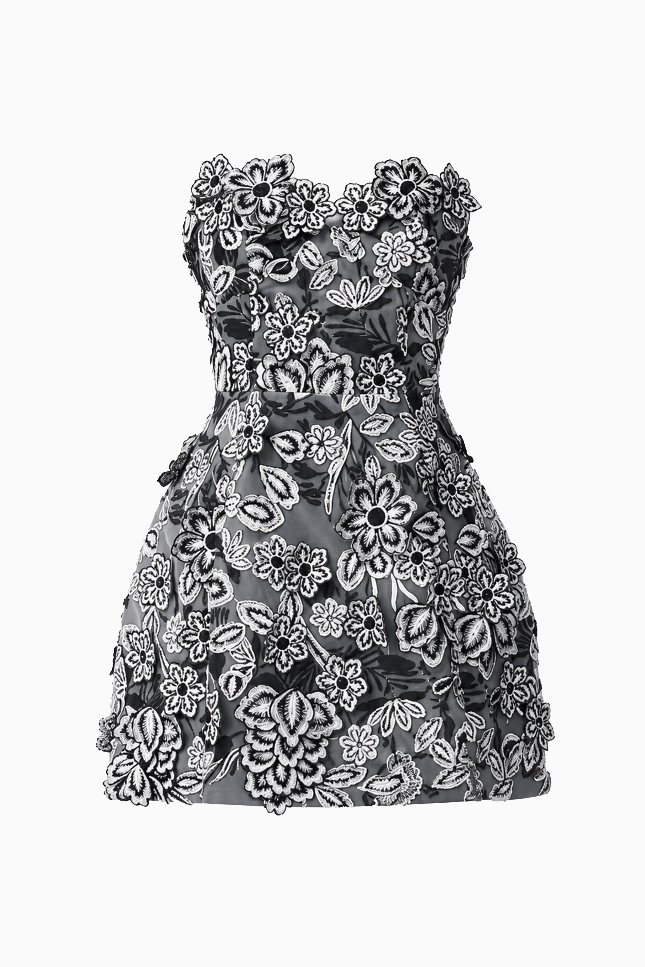 Roseate Floral Mini Dress in Black