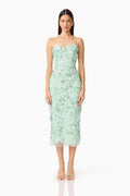 Roseate Strapless Midi Dress in Mint Green