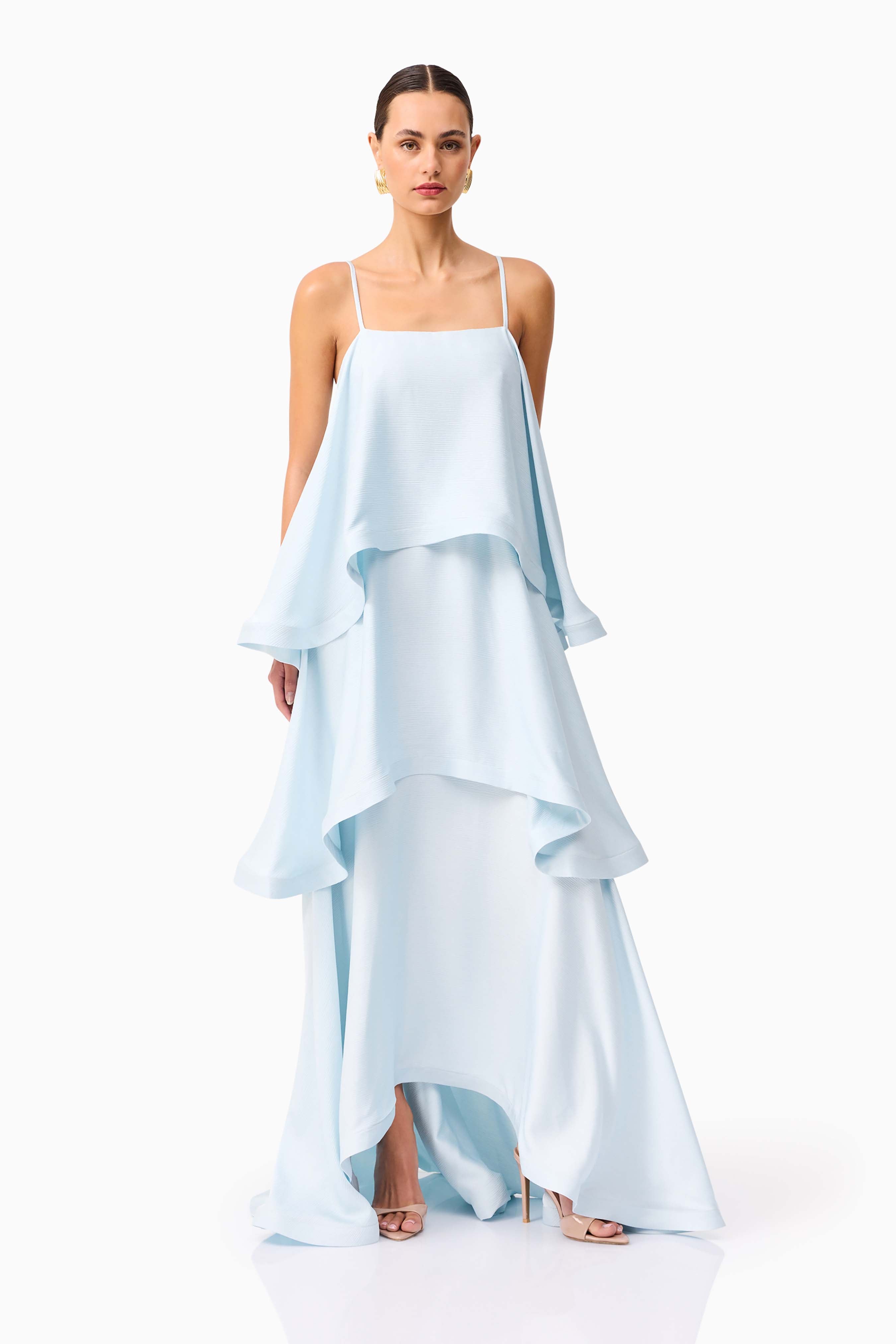 Tilly Tiered Maxi Dress in Blue
