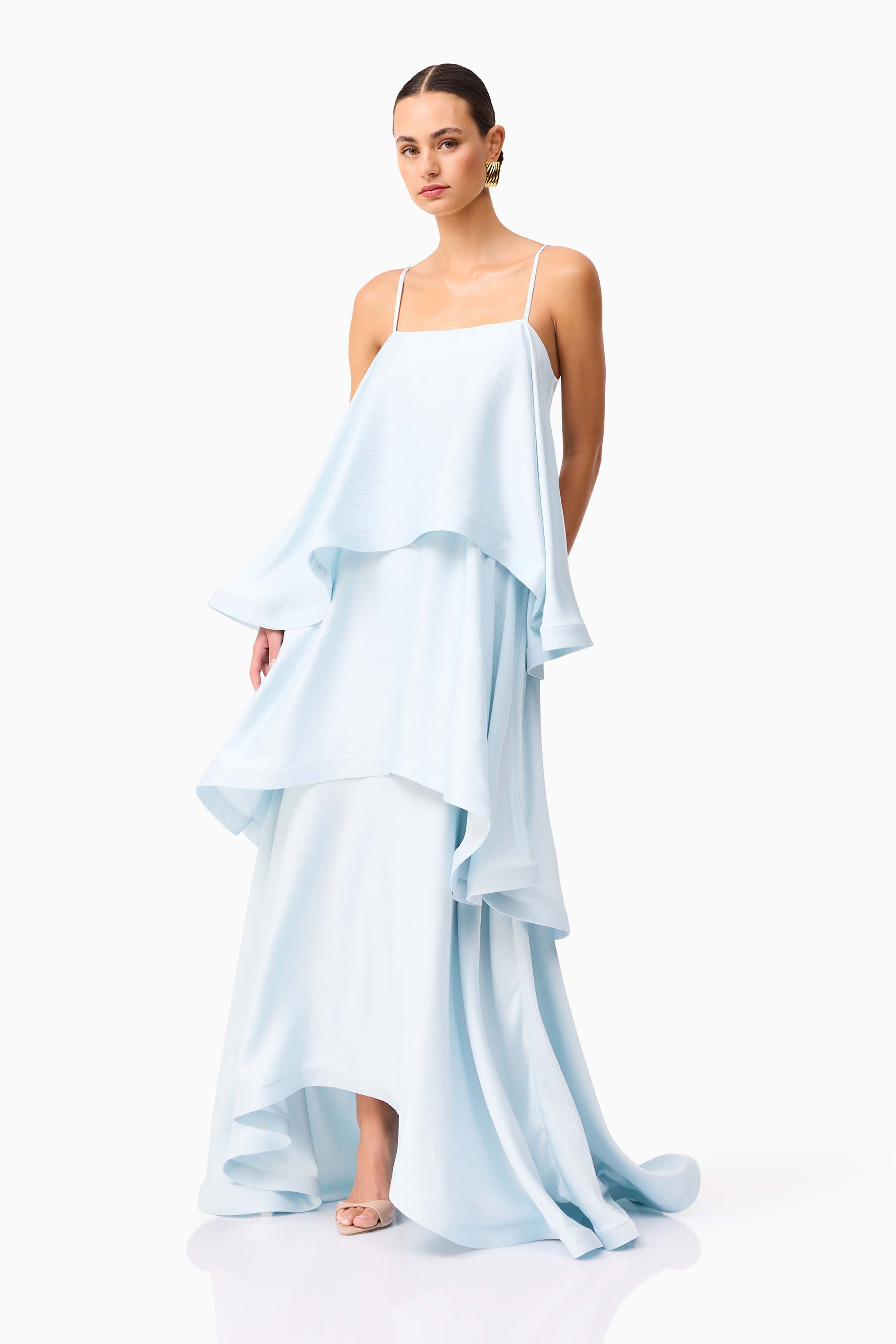 Tilly Tiered Maxi Dress in Blue