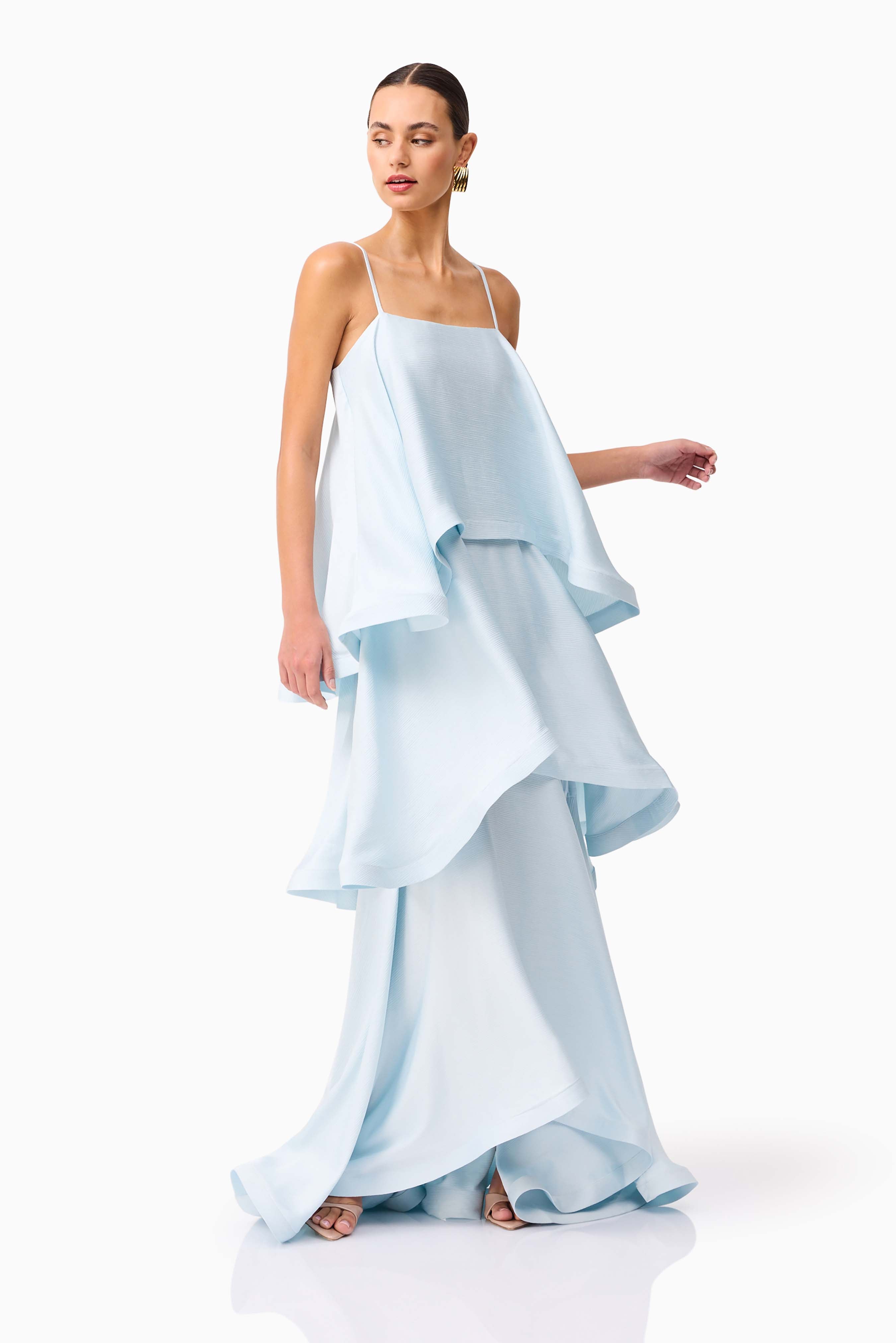 Tilly Tiered Maxi Dress in Blue