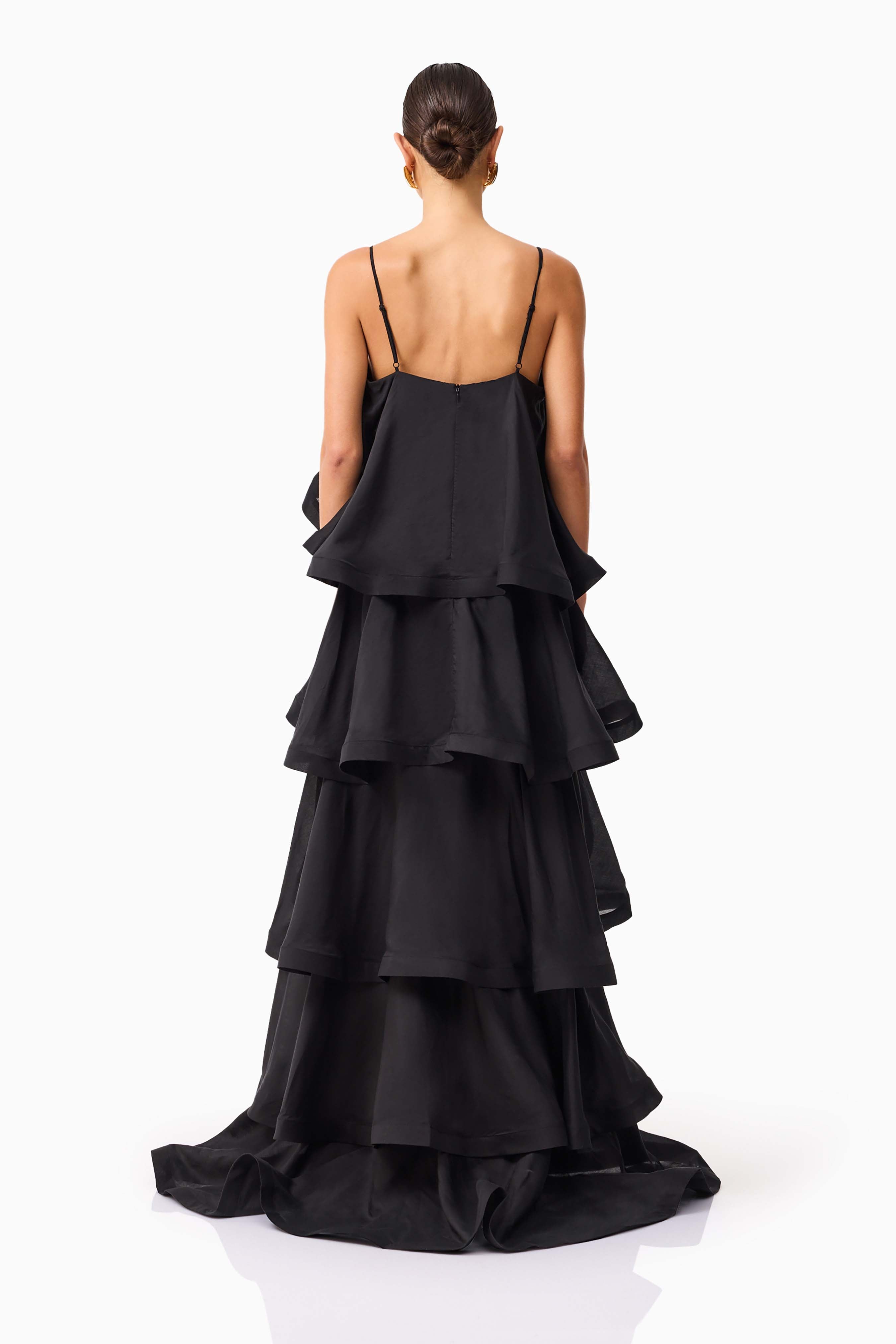 Tilly 5 Tiered Maxi Dress in Black