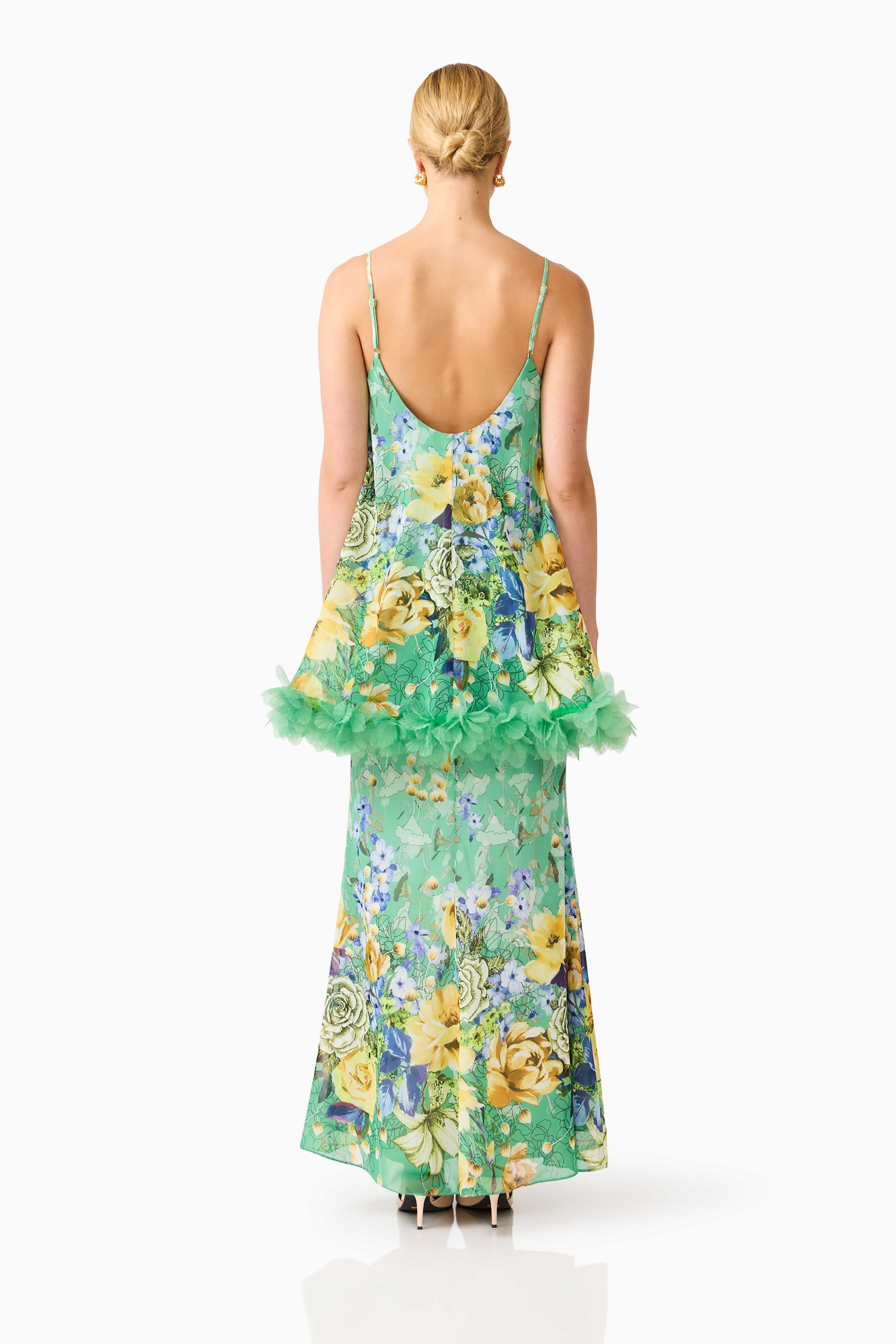 Jamie Tiered Maxi Dress in Green Floral