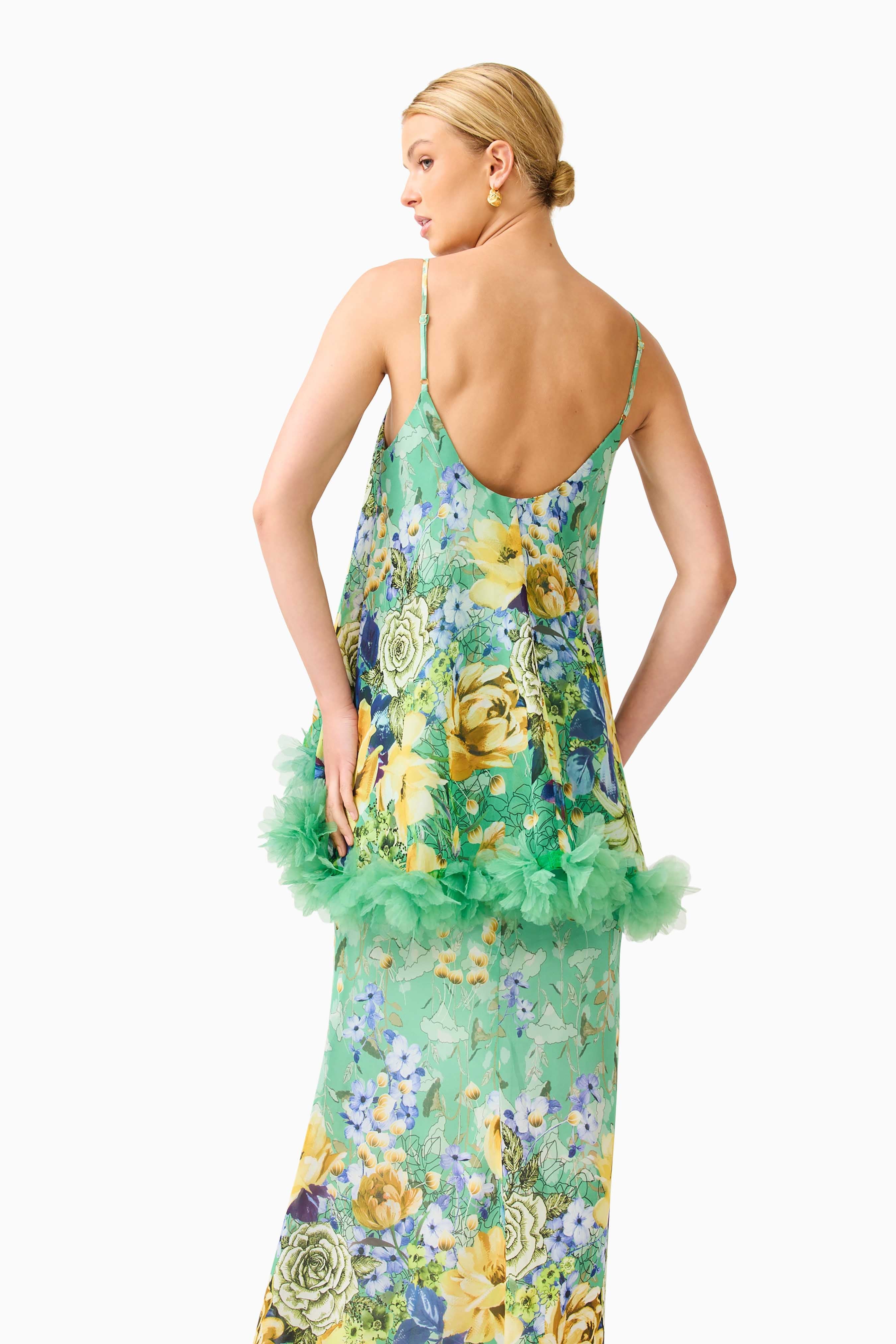 Jamie Tiered Maxi Dress in Green Floral