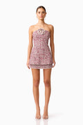 Bianca Strapless Tweed Set in Red