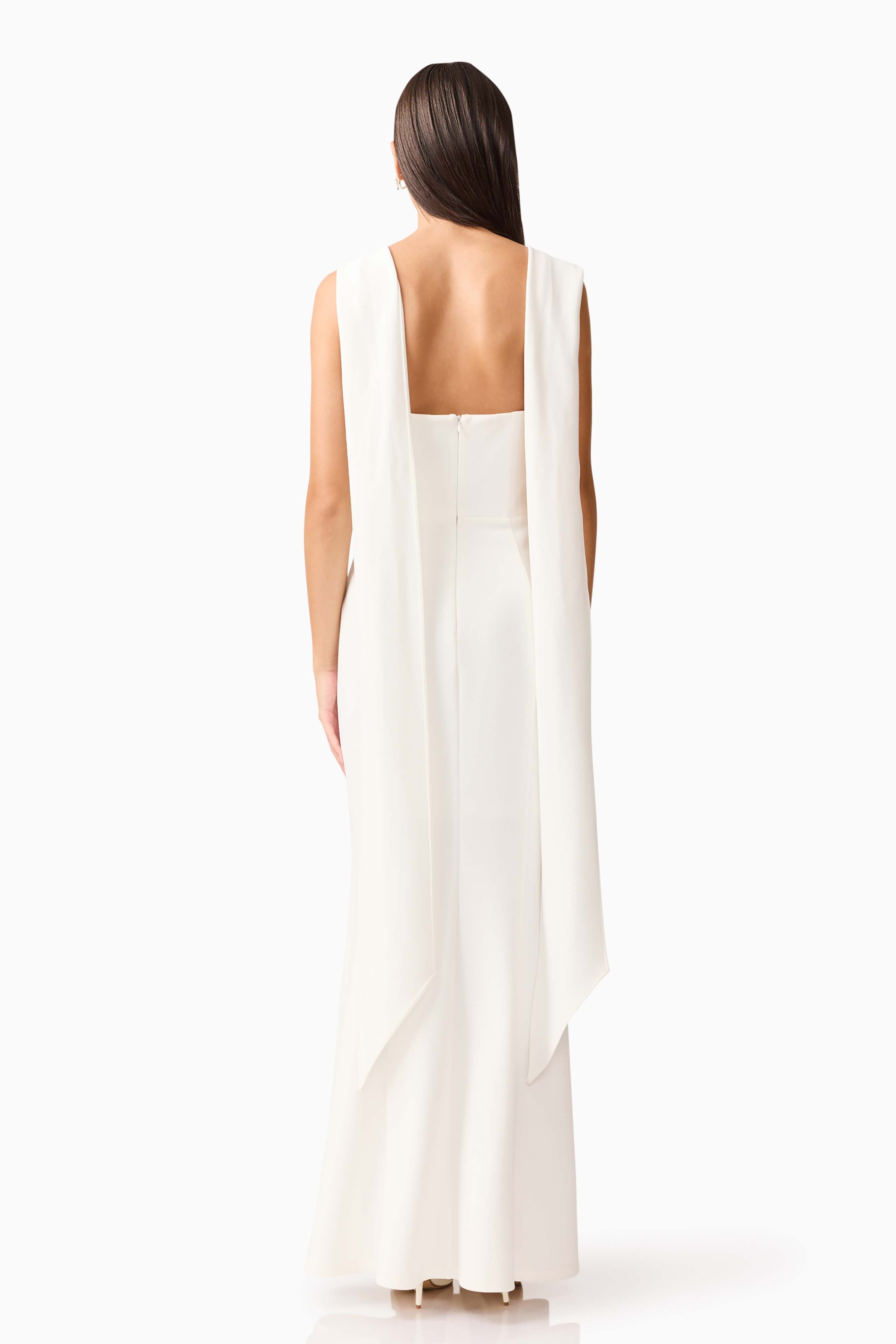 Mira Halter Gown in White