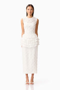 Athena Lace Midi Dress in White