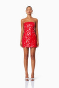 Emma Strapless Party Dress In Red